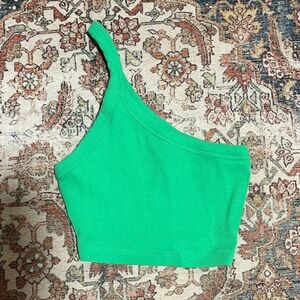 ASOS Green Asymmetrical One Sleeve Crop Top - US 2
